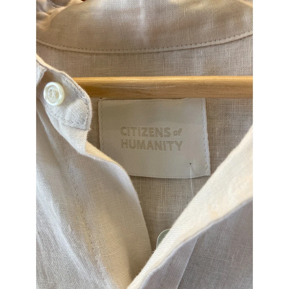 Citizens of Humanity $248 Kayla White Linen Button Up Shirt - Size M - 4427SC